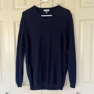 Men's Navy V Neck Breakwater Cotton Preppy  Sweater Size Medium
